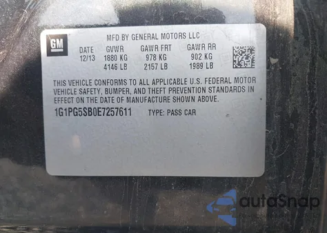 2014 Chevrolet Cruze Ltz из США, поврежденный, VIN 1G1PG5SB0E7257611